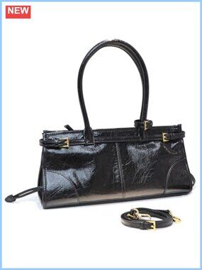 Faux Leather Shoulder Crossbody Bag Baguette Structured Handbag